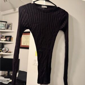 Brunello Cucinelli Dark Ribbed Purple Cashmere Sweater